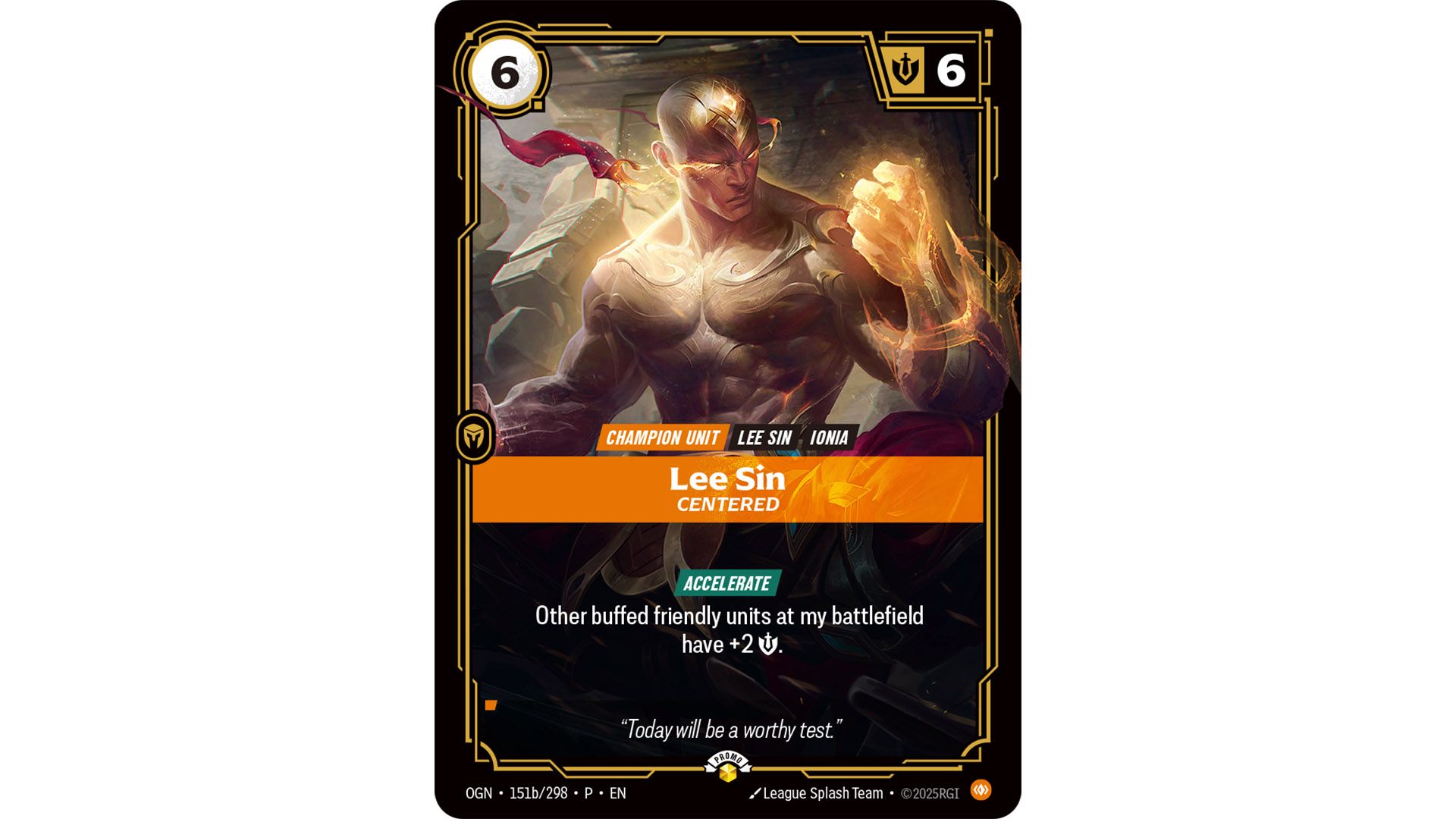 Carte Riftbound Lee Sin Centered chase card Nexus Night Pack Unleashed Riot Games