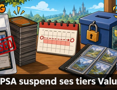 Bannière illustrative actualité MizouTCG : PSA suspend ses tiers Value : 4 mois de pause dès le 2 juin 2026
