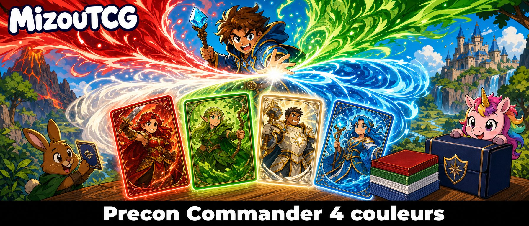 Bannière illustrative actualité MizouTCG : The Fantastic Four : le précon Commander 4 couleurs de Marvel