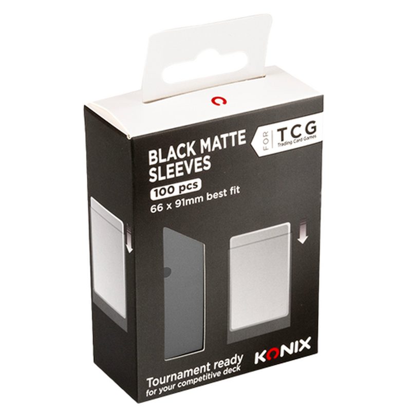 sleeves-konix-matte-black-100 Sleeves Konix Matte Black, boite de 100 protege-cartes noir mat pour cartes TCG 66x91mm