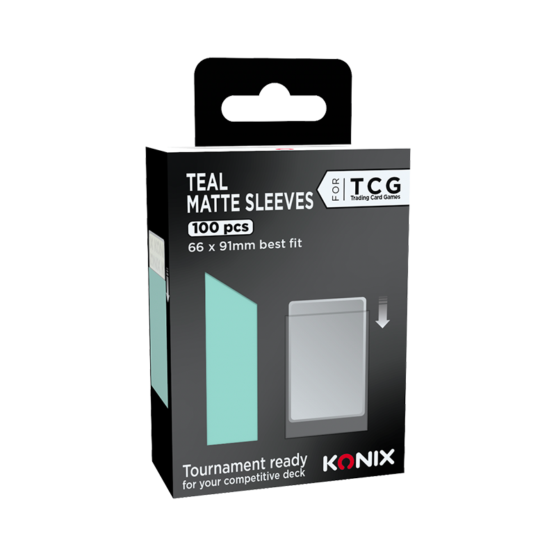 sleeves-konix-matte-teal-100 Sleeves Konix Matte Teal, boite de 100 protege-cartes turquoise mat pour cartes TCG 66x91mm