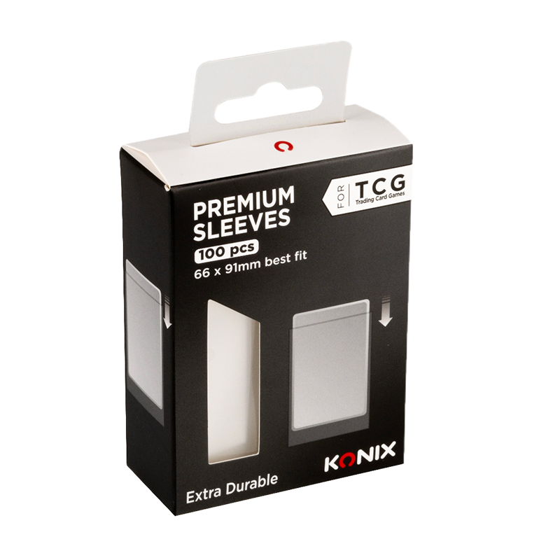 sleeves-konix-premium-transparent-100 Sleeves Konix Premium Transparent, boite de 100 protege-cartes clairs epais pour cartes TCG 66x91mm