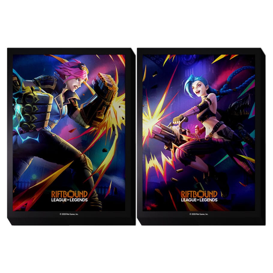 Pack de 100 sleeves Riftbound Vendetta Vi vs Jinx